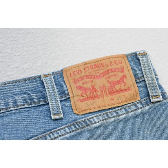 Levi's 559 Relaxed Straight Fit Rugged Blue Denim Jeans Mens Sz 42 x 32 - Picture 1 of 10